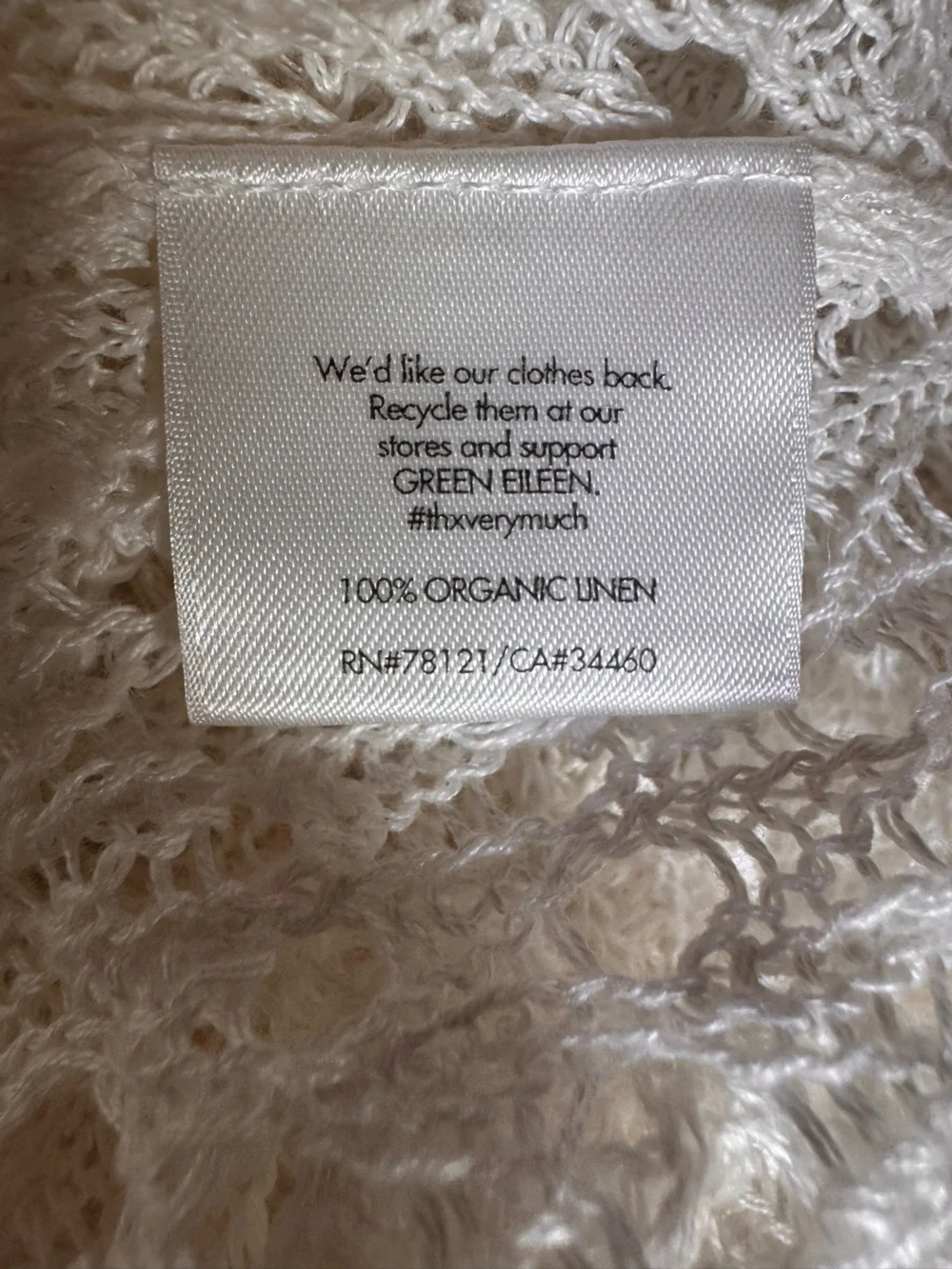 NWT Eileen Fisher Linen Sweater 3X White Crochet Minimalist Open Knit Pullover